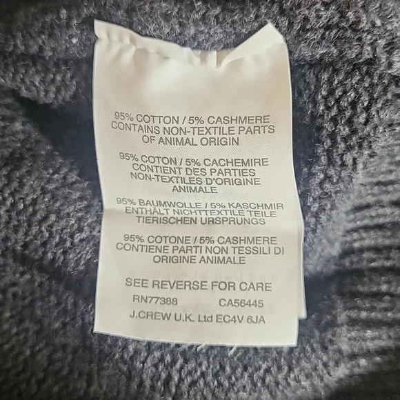 🛍J Crew Cotton‎ Cashmere Charcoal Grey Quarter Zip High Neck Mens Pullover - Picture 5 of 6